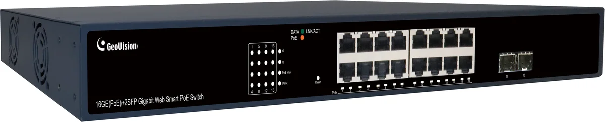 Geovision GV-APOE161C (140-APOE161-C01U) 16-port Gigabit 802.3at+ 2 SFP uplink port Easy