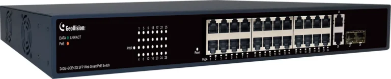 Geovision GV-APOE241C (140-APOE241-C01U) 24-port Gigabit 802.3at+ 2 RJ45 uplink port +2 SFP uplink port Easy Web Smart PoE Switch