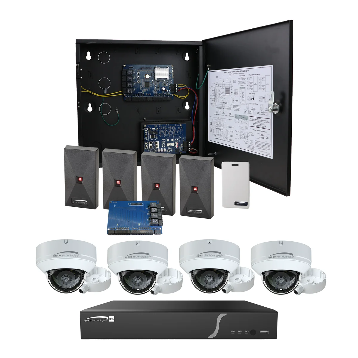 Speco Technologies ACKIT2VIDB 4 Door Access Control System & Video Integrated System-Basic Power