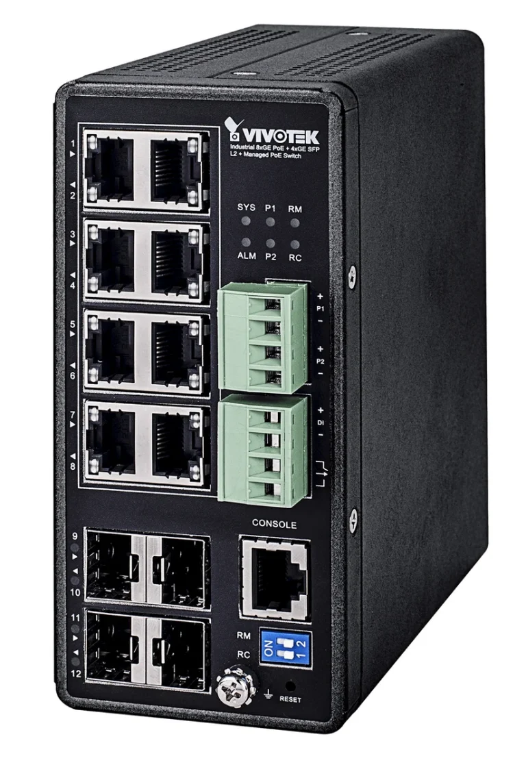 Vivotek AW-IHT-1271 Industrial VivoCam L2+ 8xGE PoE + 4xGE SFP Managed PoE Switch