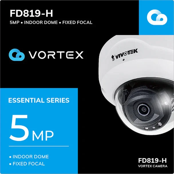 Vivotek FD819-H-1Y VORTEX Essential 5MP Indoor IR WDR Dome w/ 1-yr license