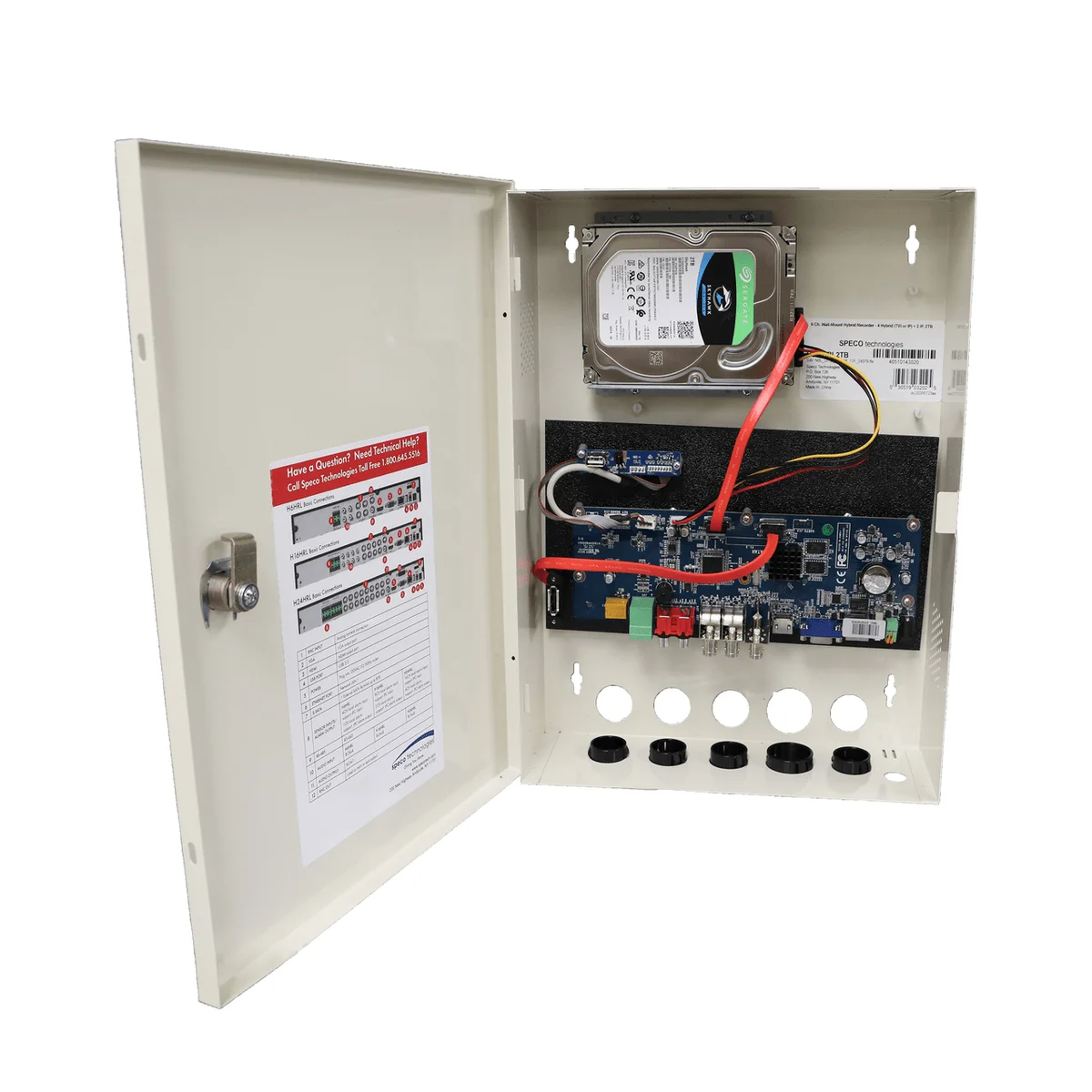 Speco Technologies SPE-H6WHRL6TB 6 Channel Wall Mount Hybrid Recorder - 4 Hybrid (TVI or IP) + 2 IP, 6TB