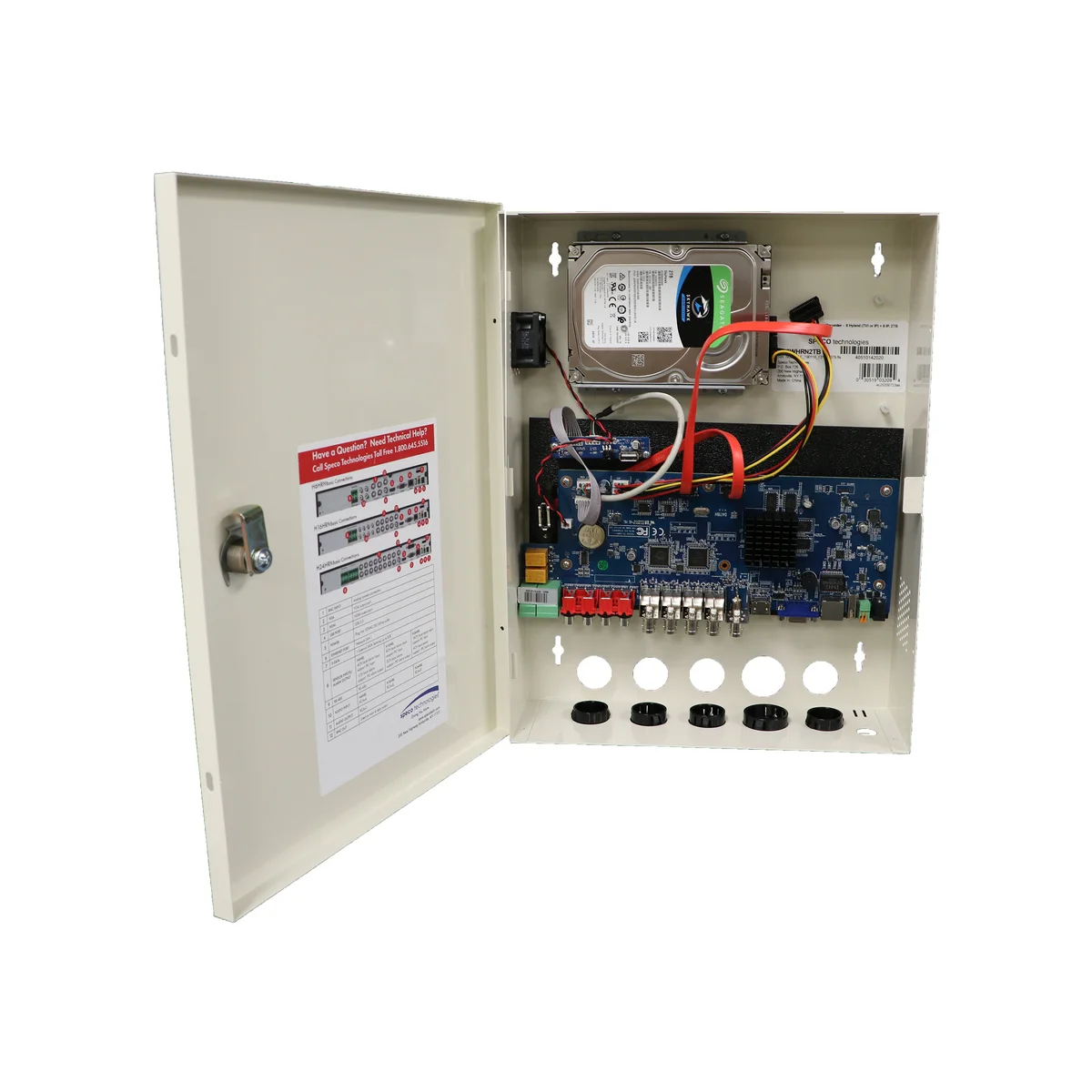 Speco Technologies H6WHRN2TB 6 Ch. Wall-Mount Hybrid Recorder - 4 Hybrid (TVI or IP) + 2 IP, 2TB, NDAA
