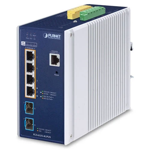 Planet IGS-6325-4UP2X IP30 DIN-rail Industrial L3 4-Port 2.5GBASE-T 802.3bt PoE +