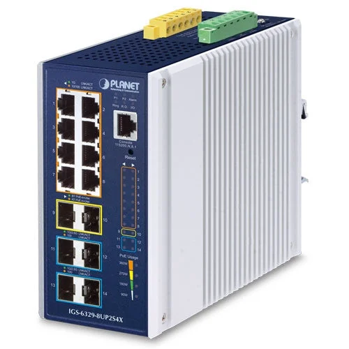 Planet IGS-6329-8UP2S4X IP30 DIN-rail Industrial L3 8-Port 10/100/1000T 802.3bt PoE