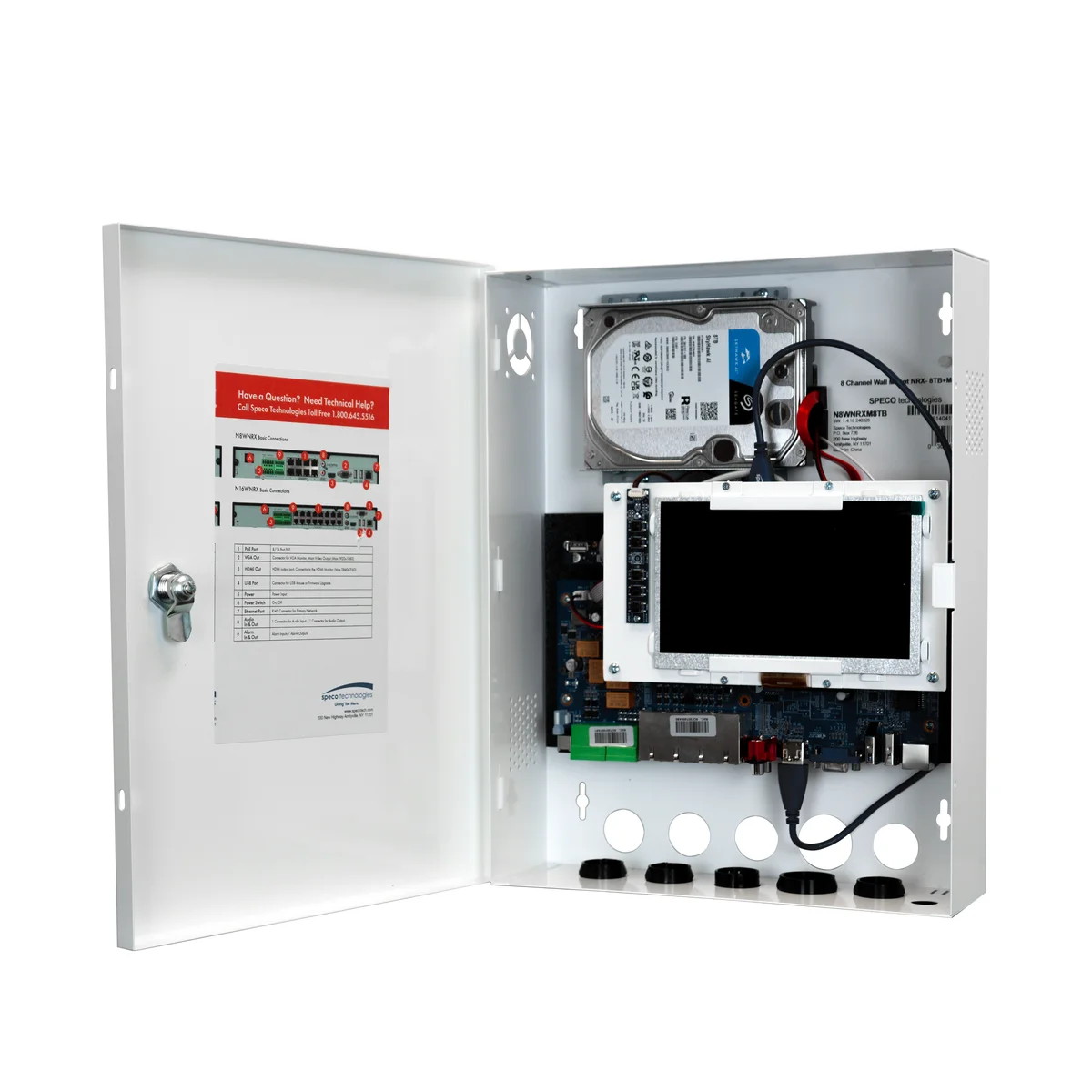 Speco Technologies N8WNRXM2TB 8 Channel Wall Mount NRX- 2TB+Monitor