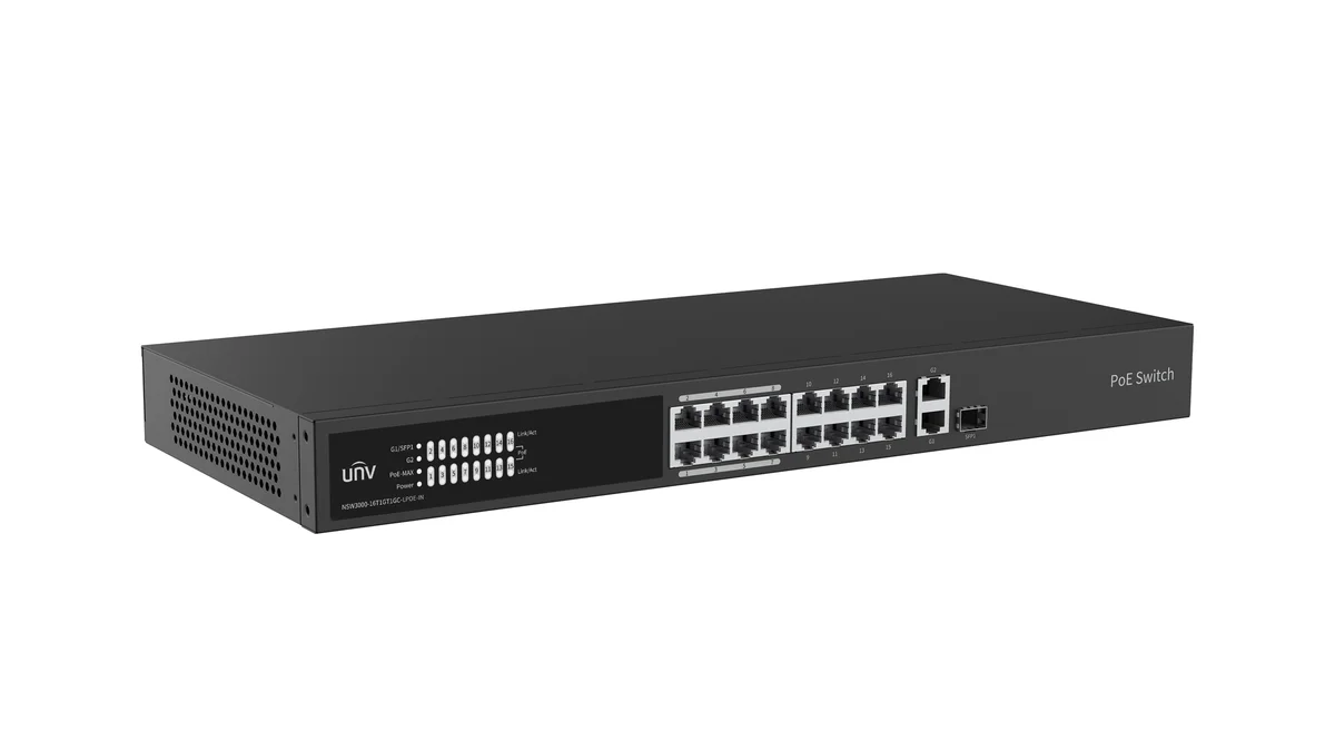 Uniview NSW3000-16T1GT1GC-LPOE-IN Ethernet 16 Port 150W Cloud Managed Ethernet Low Power PoE Switch