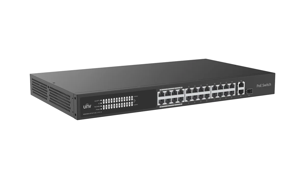 Uniview NSW3000-24T1GT1GC-LPOE-IN Ethernet 24 Port 250W Cloud Managed Ethernet Low Power PoE Switch