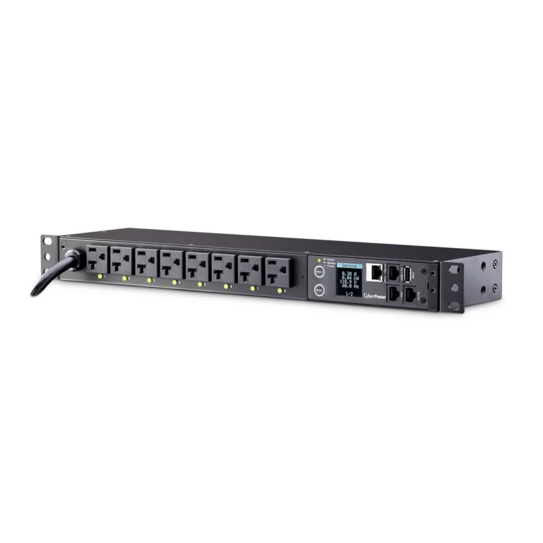 CyberPower PDU41002 Switched PDU 20A 120V NEMA (L)5-20P input 8 NEMA 5-20R output 12ft cord 1U 3 Year Warranty