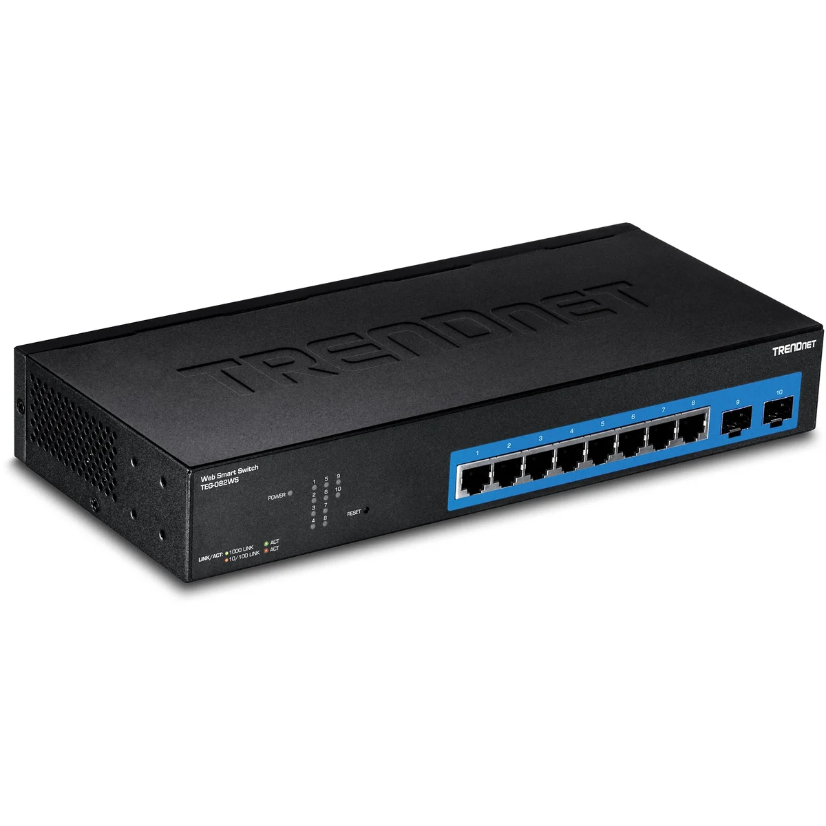 TRENDnet TEG-082WS 8 Port Gigabit Web Smart Switch, 10/100/1000 Mbps, SFP, rack mountable, fanless