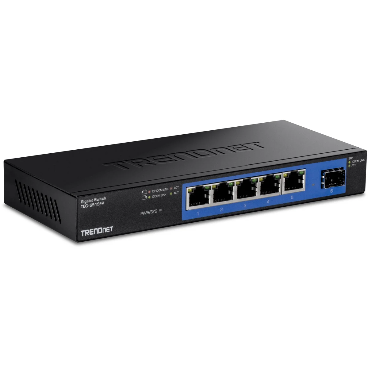 TRENDnet TEG-S51SFP Rear Port 4-Port Gigabit Switch with SFP Slot (Metal)