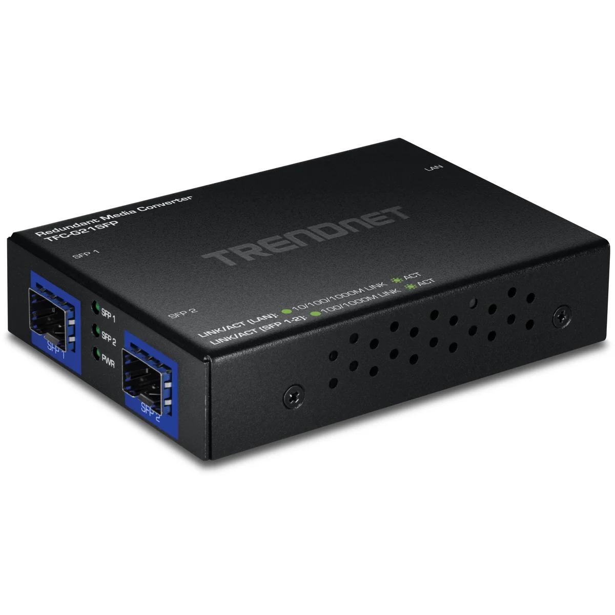 TRENDnet TFC-G21SFP 1000BASE-T to Dual SFP Fiber Media Converter with Redundant Mode