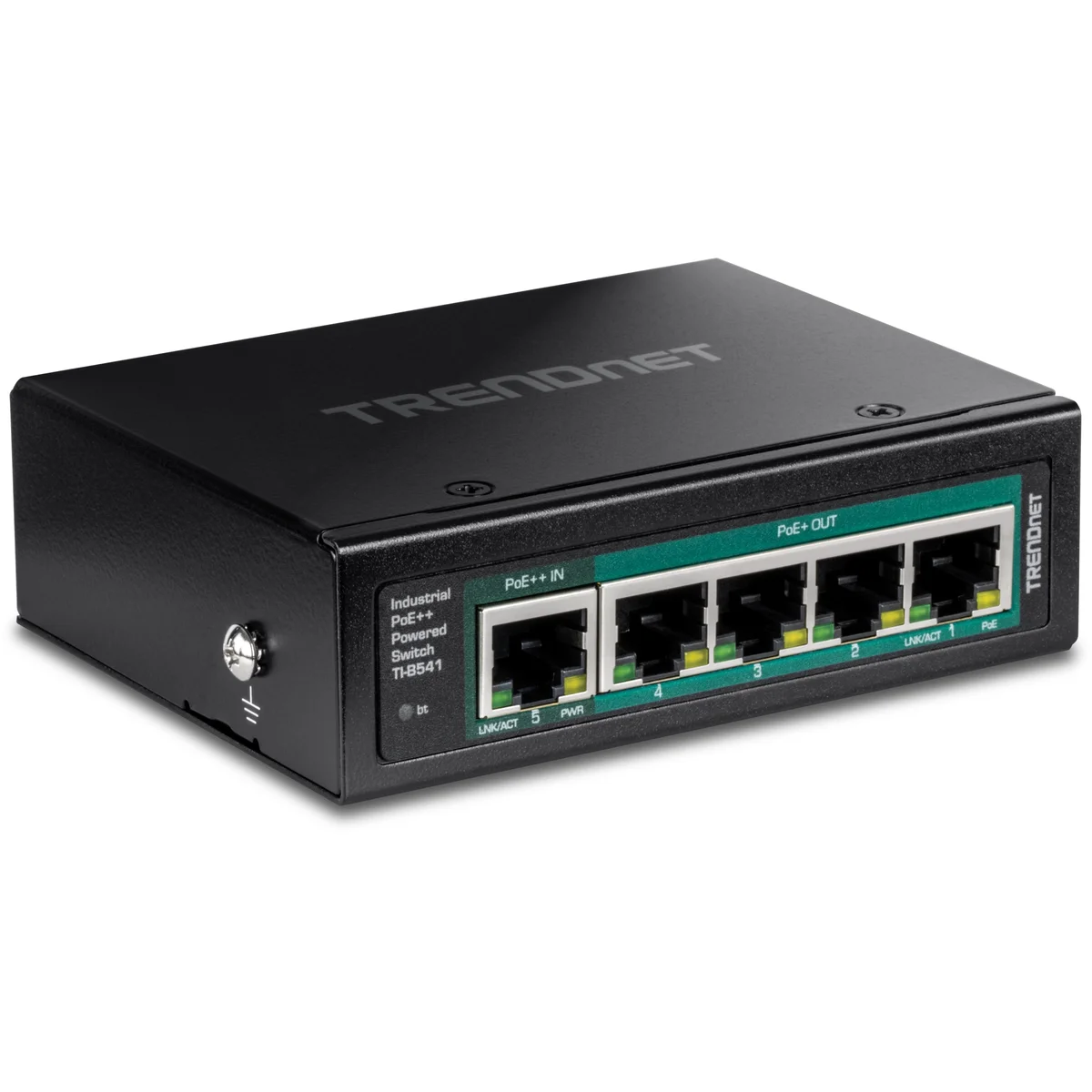 TRENDnet TI-B541 5-Port IndustrialGigabit PoE++ Powered DIN-Rail Switch with PoE Pass-Through