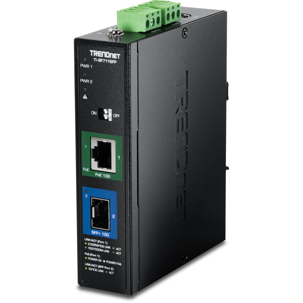 TRENDnet TI-BF711SFP Industrial 10G SFP+ to 10G PoE++ Media Converter
