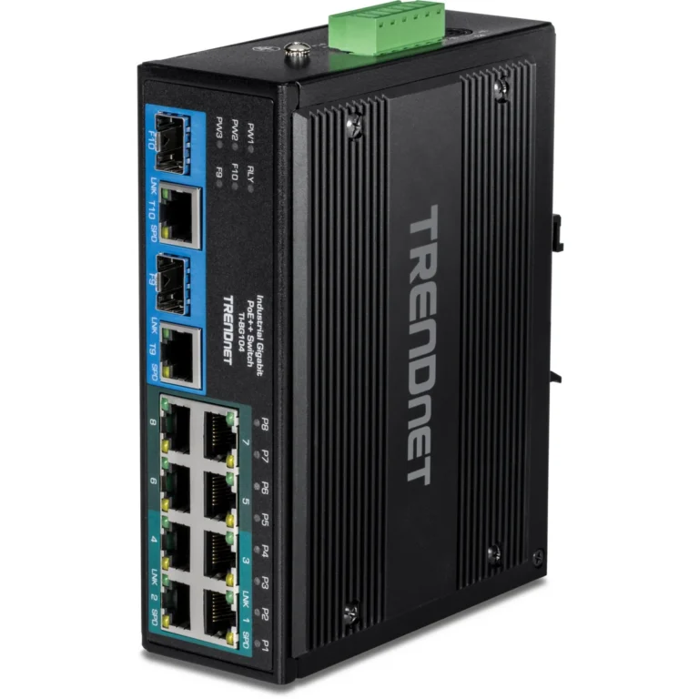 TRENDnet TI-BG104 10-Port Industrial Gigabit PoE++ DIN-Rail Switch