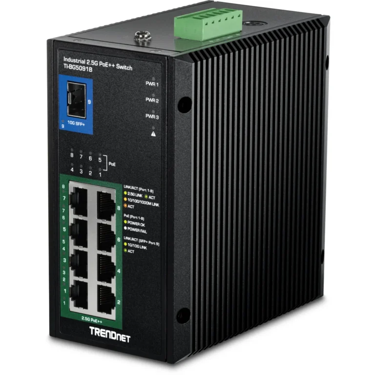 TRENDnet TI-BG5091B 9-Port Industrial 2.5G DIN-Rail PoE++ Switch with 10G SFP+ Port( 24 - 57V )