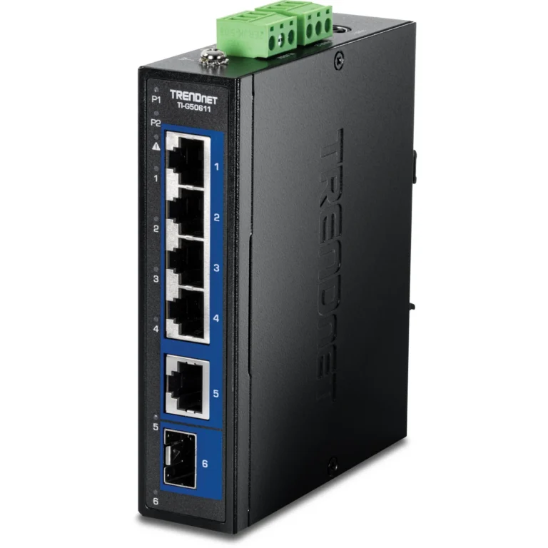 TRENDnet TI-G50611 6-Port Industrial 2.5G DIN-Rail Switch with 10G Ports