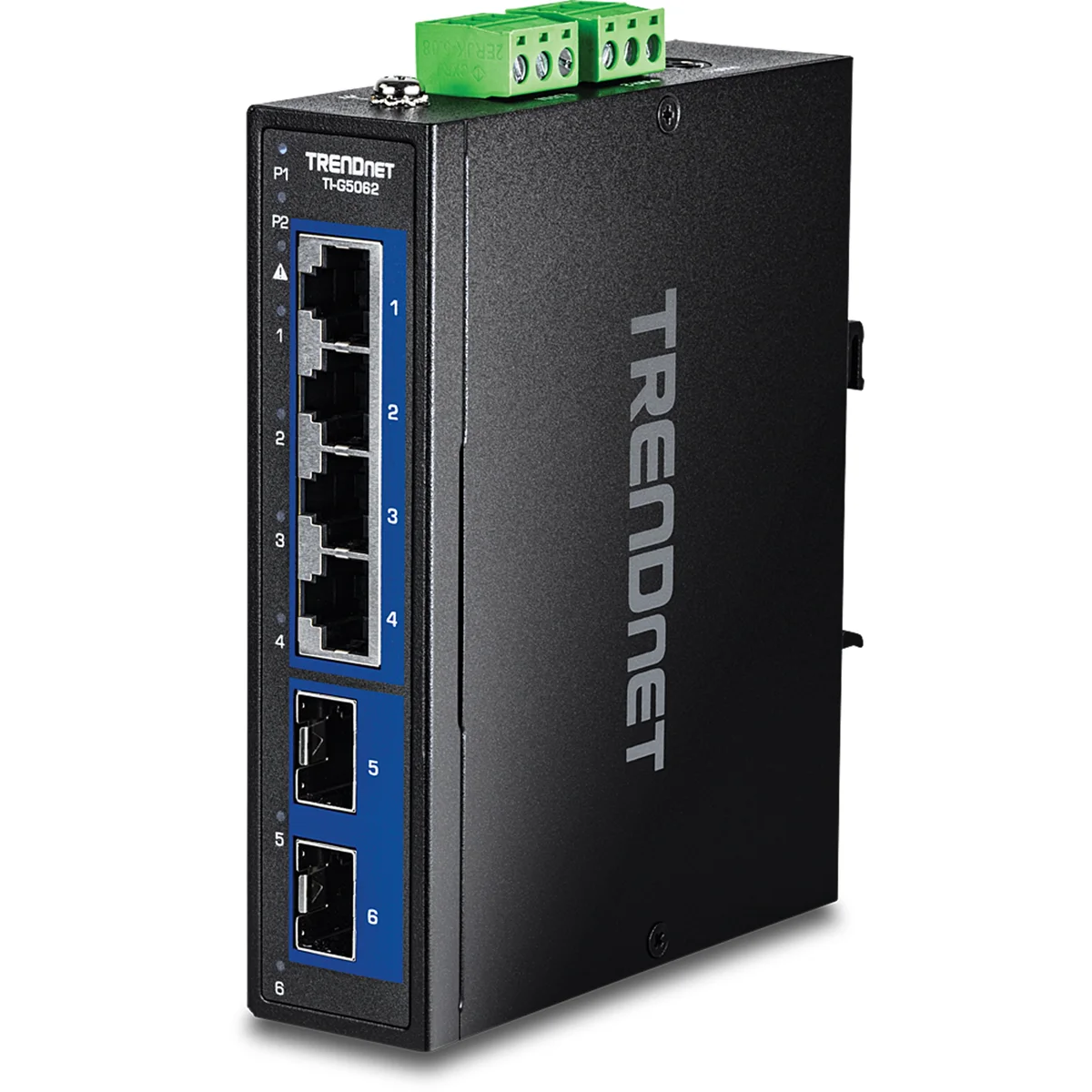 TRENDnet TI-G5062 6-Port Industrial 2.5G DIN-Rail Switch with 10G SFP+ Ports