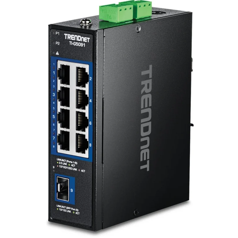 TRENDnet TI-G5091 9-Port Industrial 2.5G DIN-Rail Switch with 10G SFP+ Port