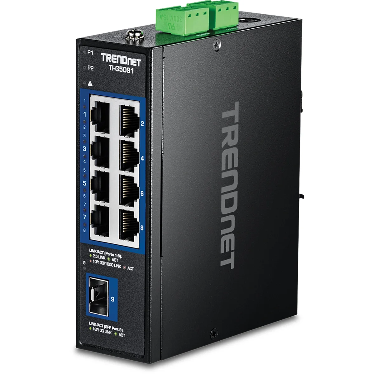 TRENDnet TI-G5091 9-Port Industrial 2.5G DIN-Rail Switch with 10G SFP+ Port
