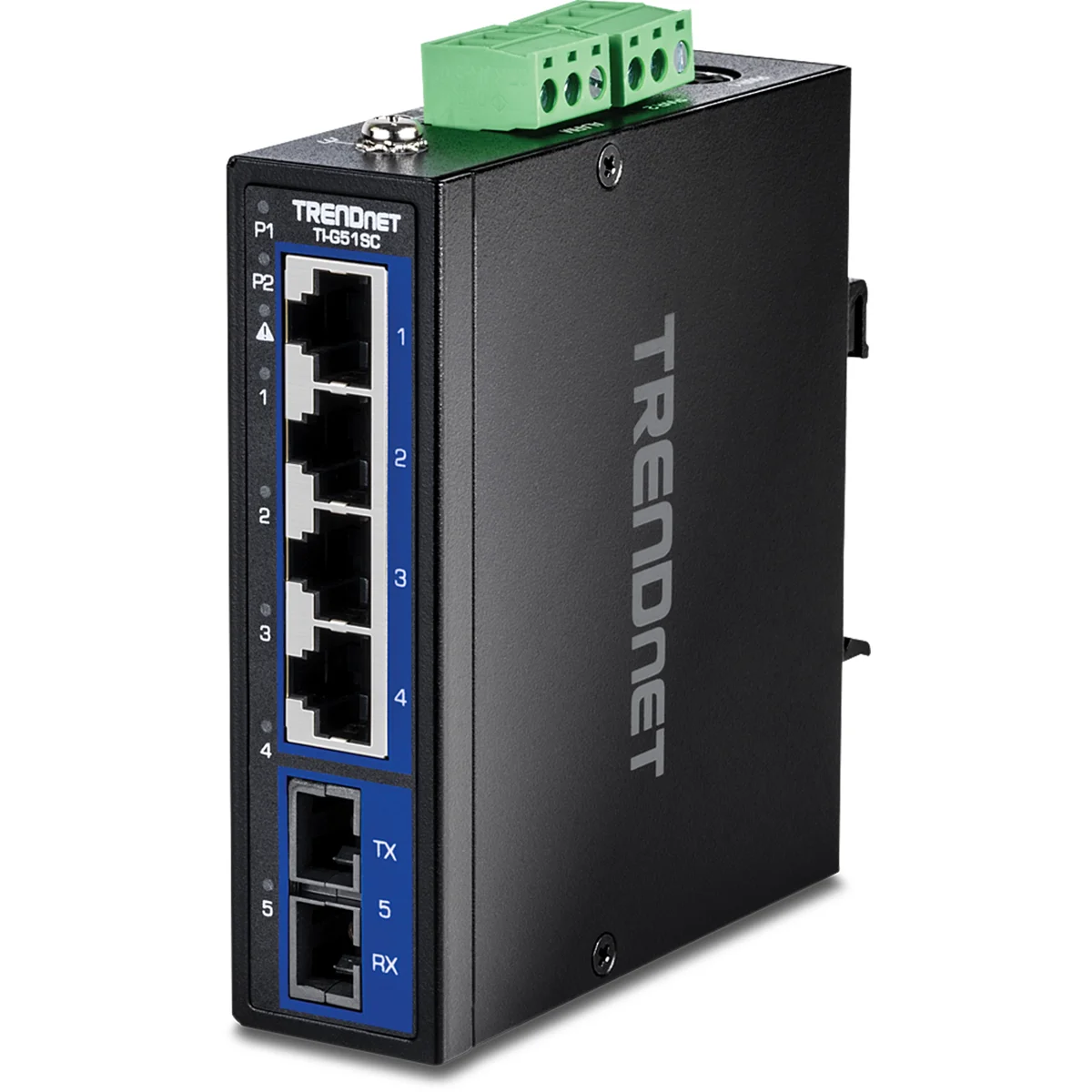 TRENDnet TI-G51SC 5-Port Hardened Industrial Gigabit DIN-Rail Switch with Multi-Mode SC Port