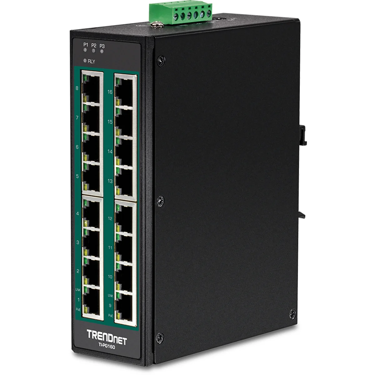 TRENDnet TI-PG160 16-Port Hardened Industrial Gigabit PoE+ DIN-Rail Switch