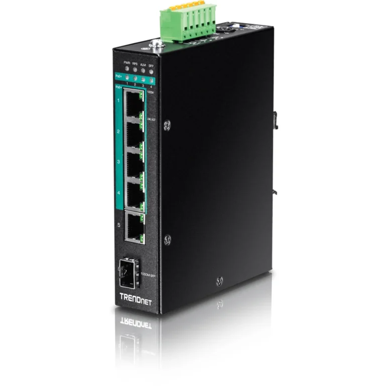 TRENDnet TI-PG541 5-Port Hardened Industrial Gigabit PoE+ DIN-Rail Switch