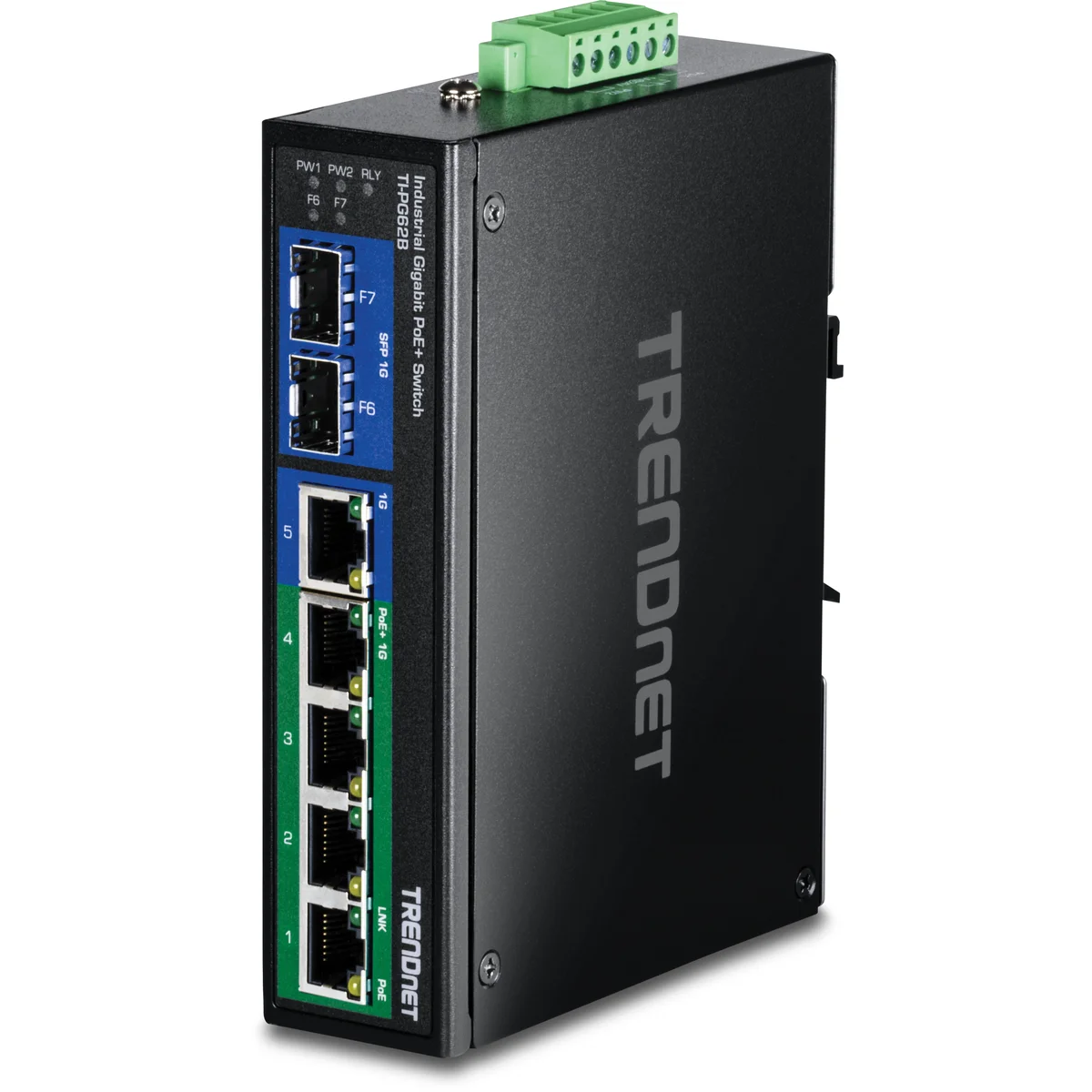 TRENDnet TI-PG62B 6-Port Hardened Industrial Gigabit PoE+ Switch /w 2 SFP