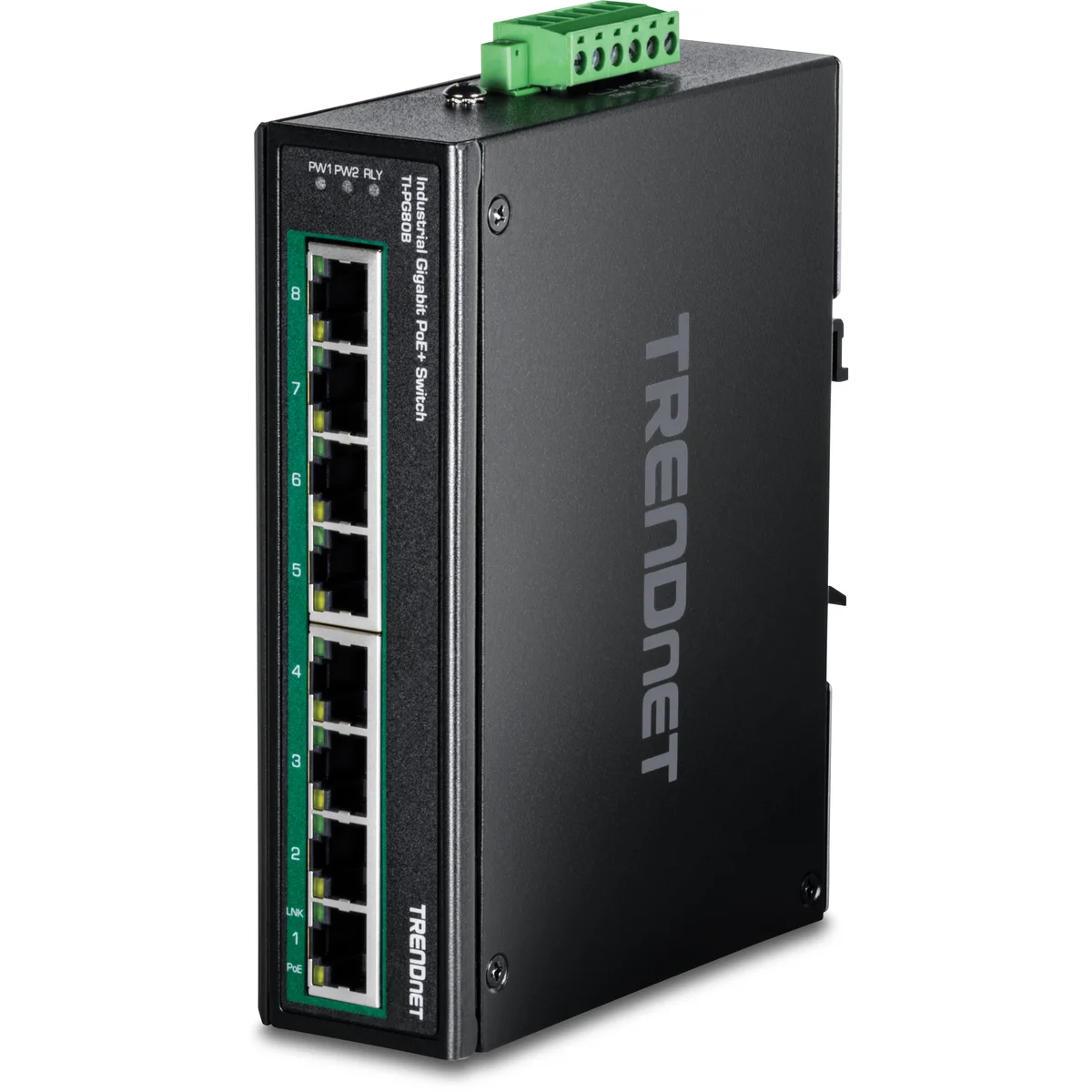 TRENDnet TI-PG80B 8-Port Industrial Gigabit PoE+ DIN-Rail Switch (24 - 56V)