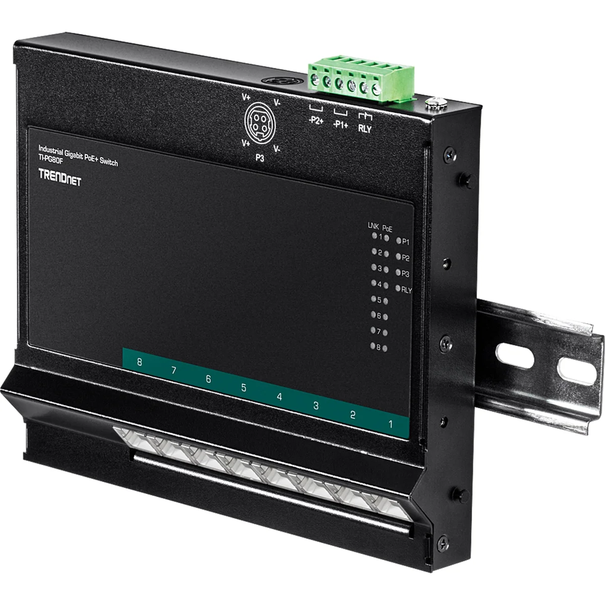 TRENDnet TI-PG80F 8-Port Industrial Gigabit PoE+ Wall-Mount Front Access Switch - Image 5