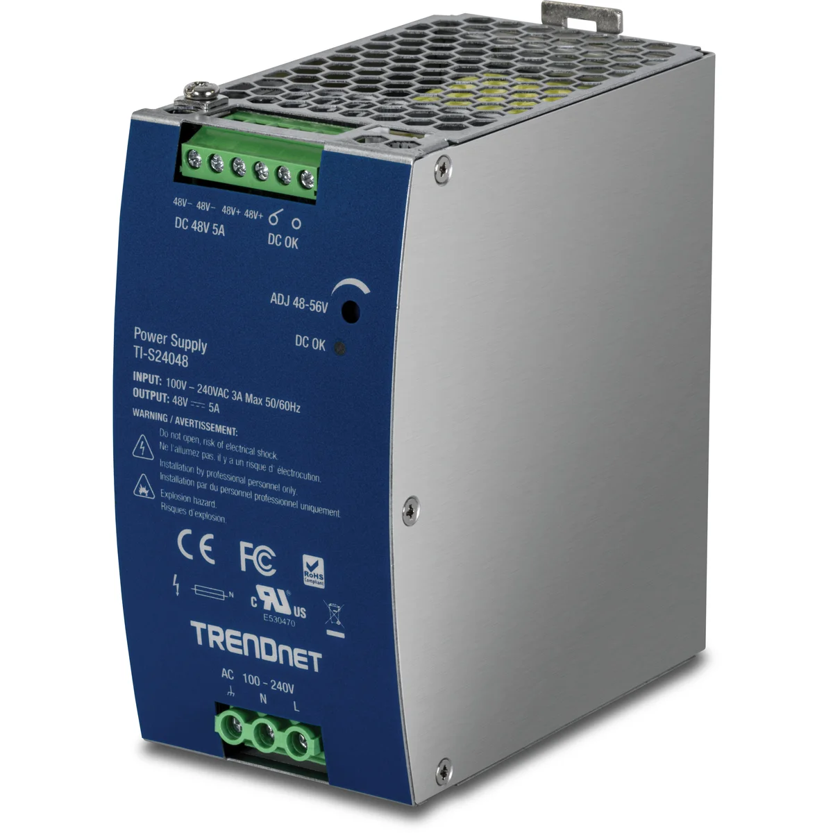 TRENDnet TI-S24048 DIN Rail 48V 240W Power Supply for TI-PG80