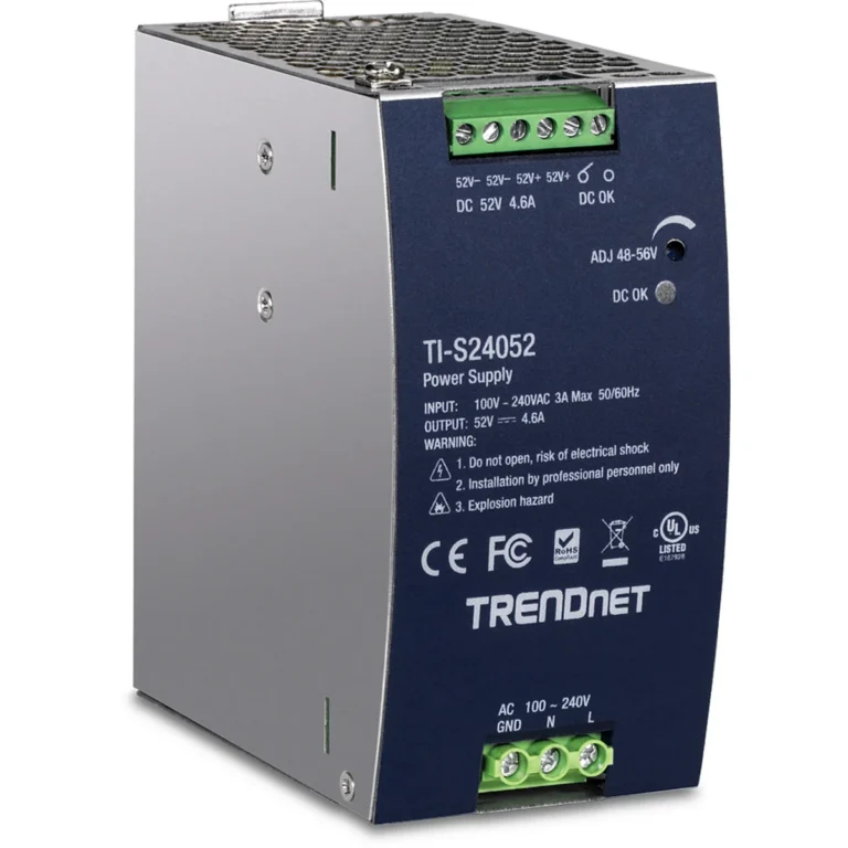 TRENDnet TI-S24052 240W, 52V DC, 4.61A AC to DC DIN-Rail Power Supply with PFC Function