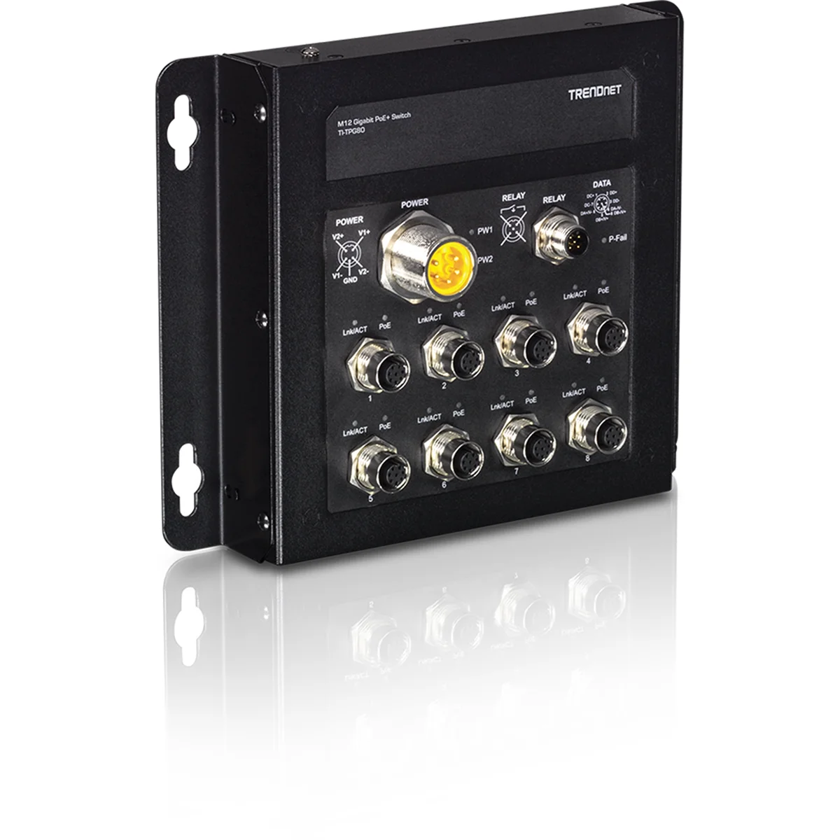 TRENDnet TI-TPG80 8-Port Industrial EN50155 M12 Gigabit PoE+ Railway Switch