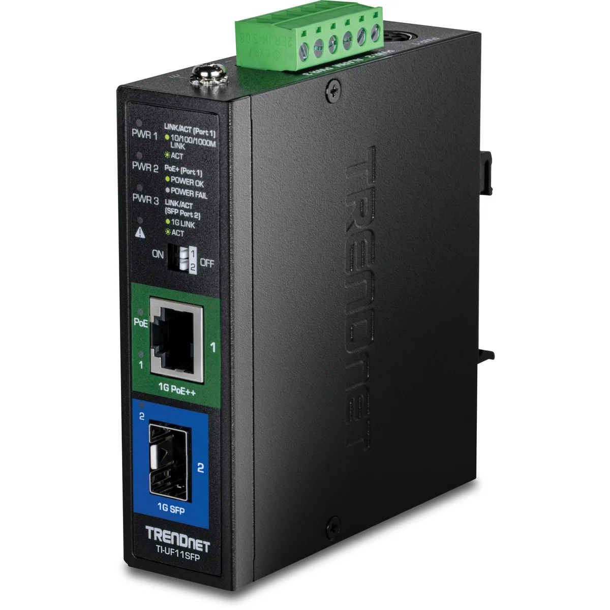 TRENDnet TI-UF11SFP Hardened Industrial SFP to Gigabit UPoE  Media Converter