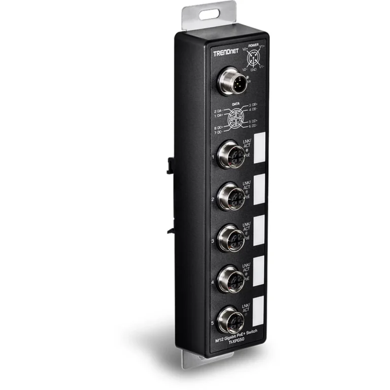 TRENDnet TI-XPG50 5-Port Industrial EN50155 M12 Gigabit PoE+ Railway Switch