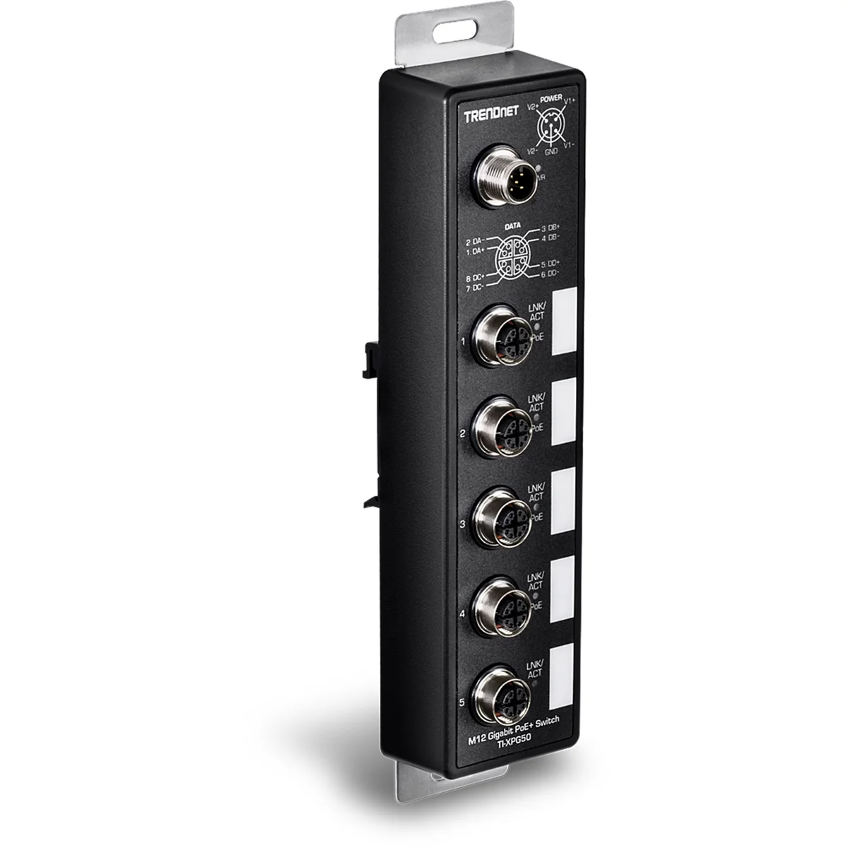 TRENDnet TI-XPG50 5-Port Industrial EN50155 M12 Gigabit PoE+ Railway Switch