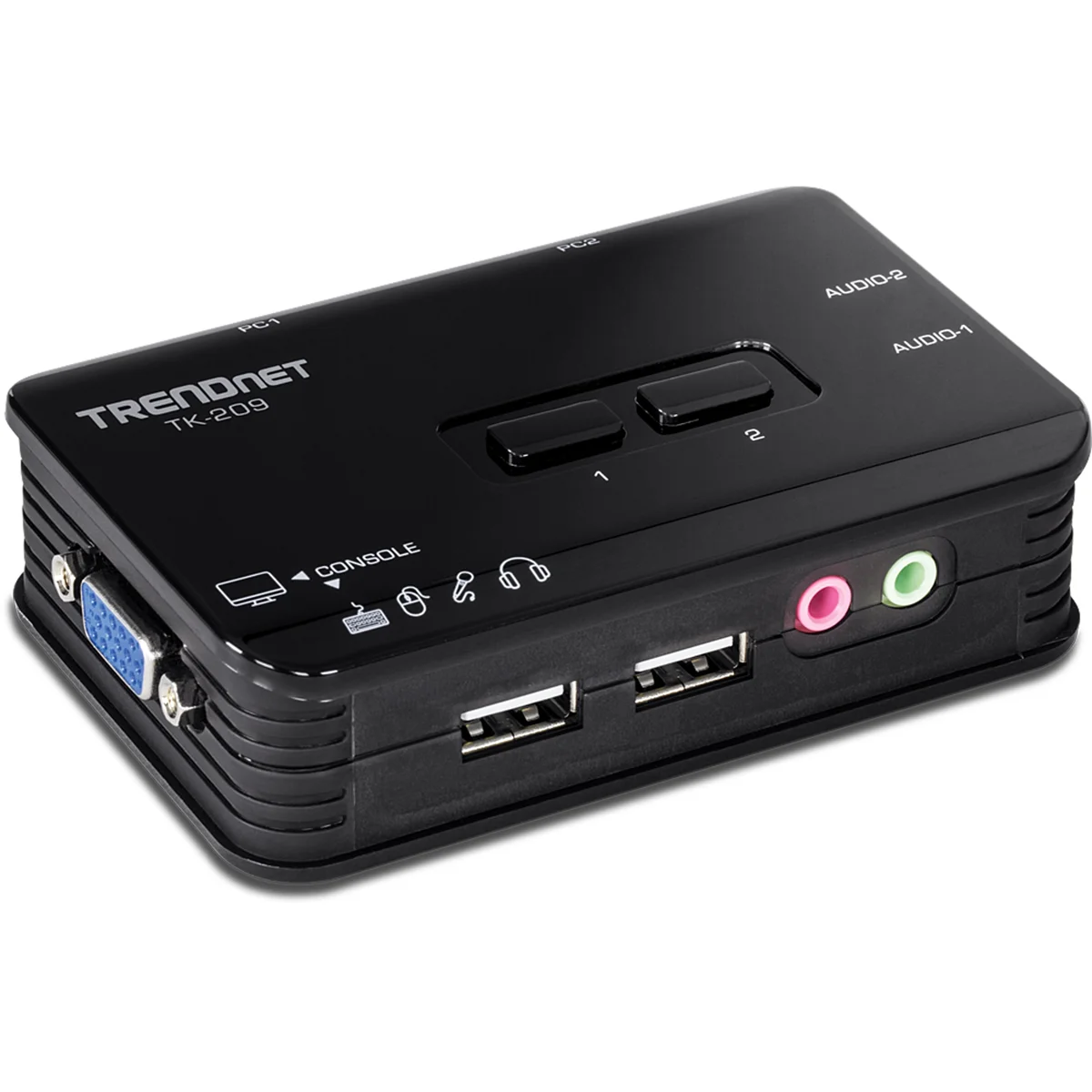 TRENDnet TK-209K 2-Port USB KVM Switch Kit w/Audio (include 2 x KVM Cables)