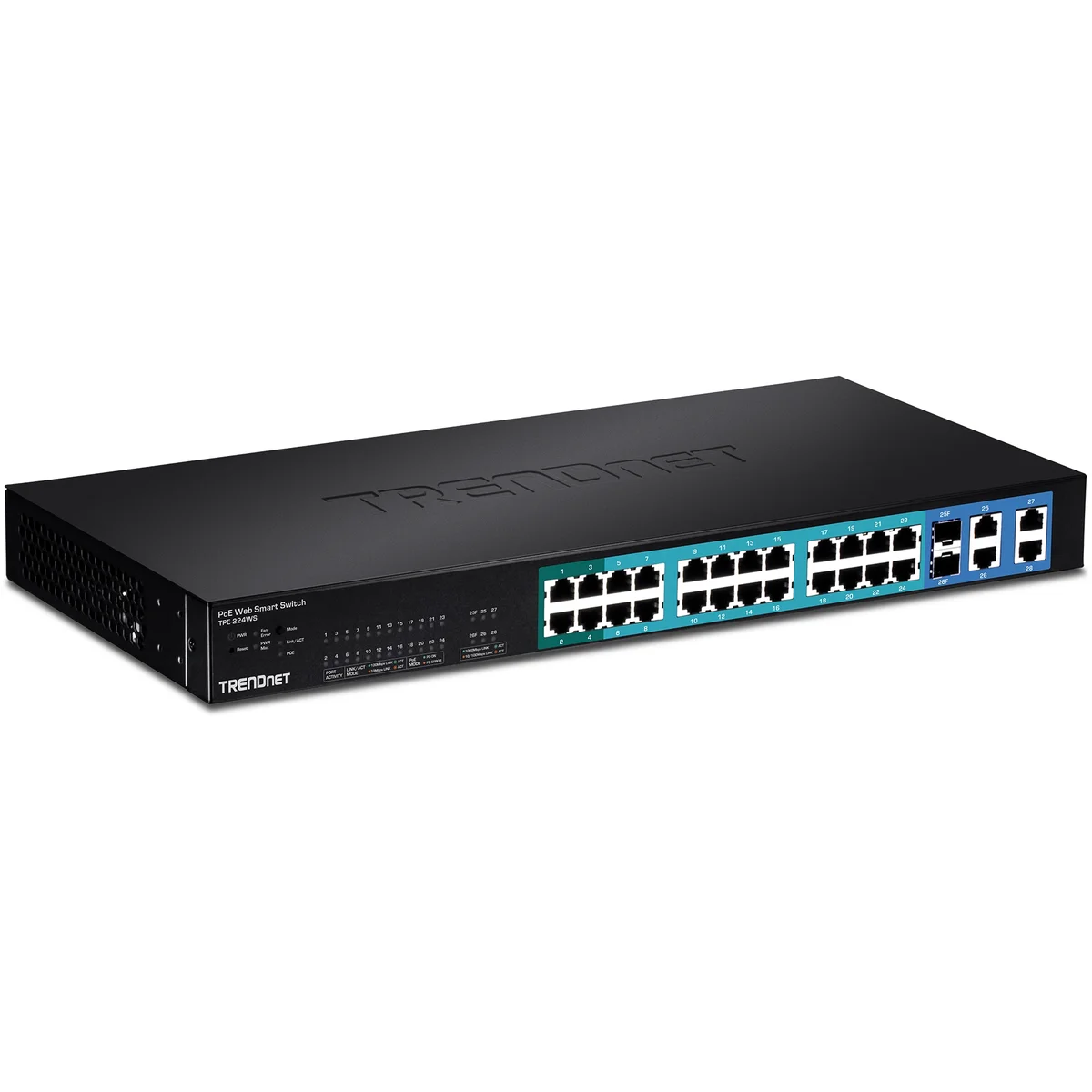TRENDnet TPE-224WS 24-Port 10/100Mbps Web Smart PoE Switch w/ 4 Gigabit Ports and 2 Mini-GBIC Slots