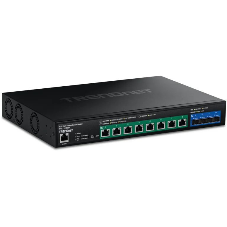 TRENDnet TPE-7124SBF 12-Port 10G PoE++  Web Smart Switch (720W)