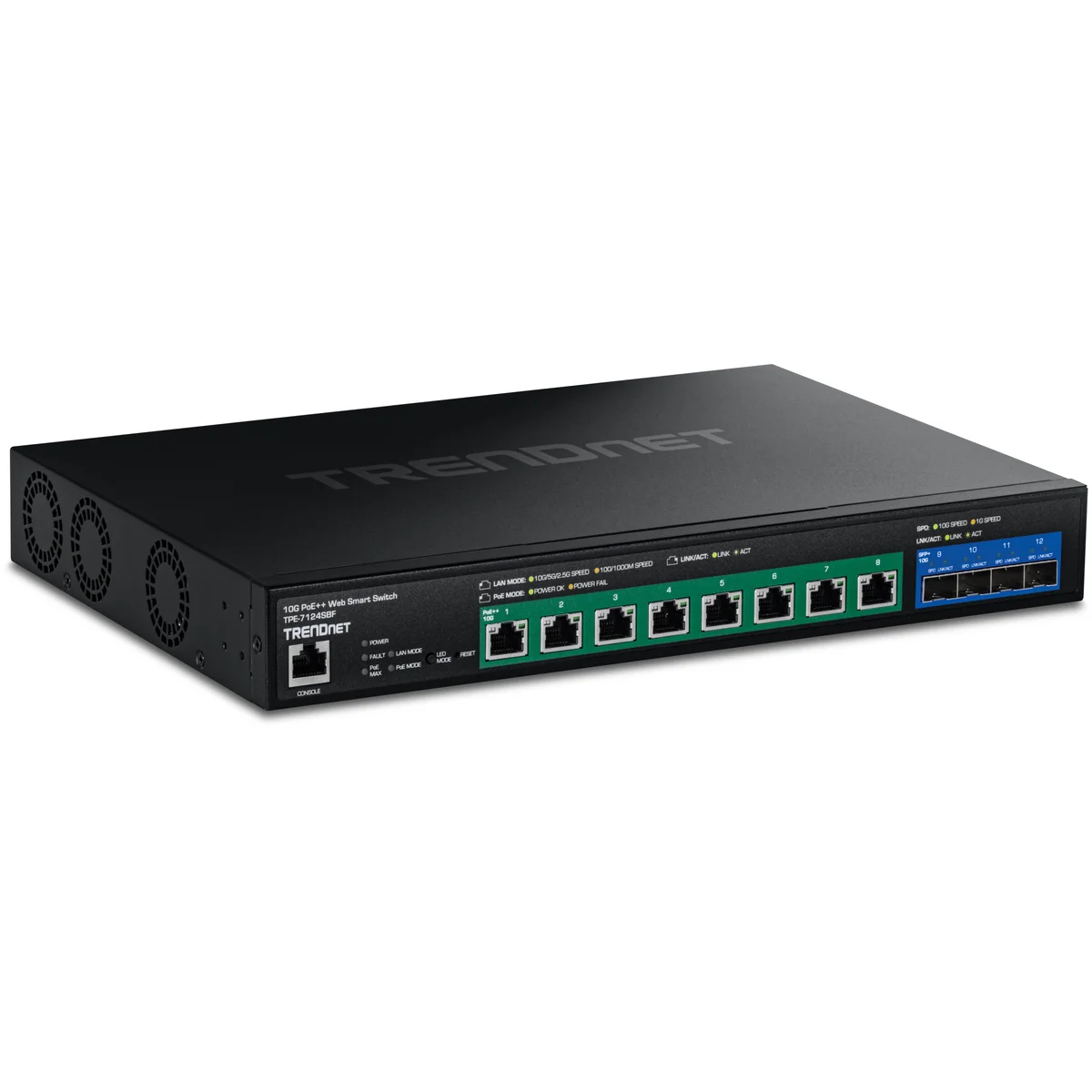TRENDnet TPE-7124SBF 12-Port 10G PoE++  Web Smart Switch (720W)