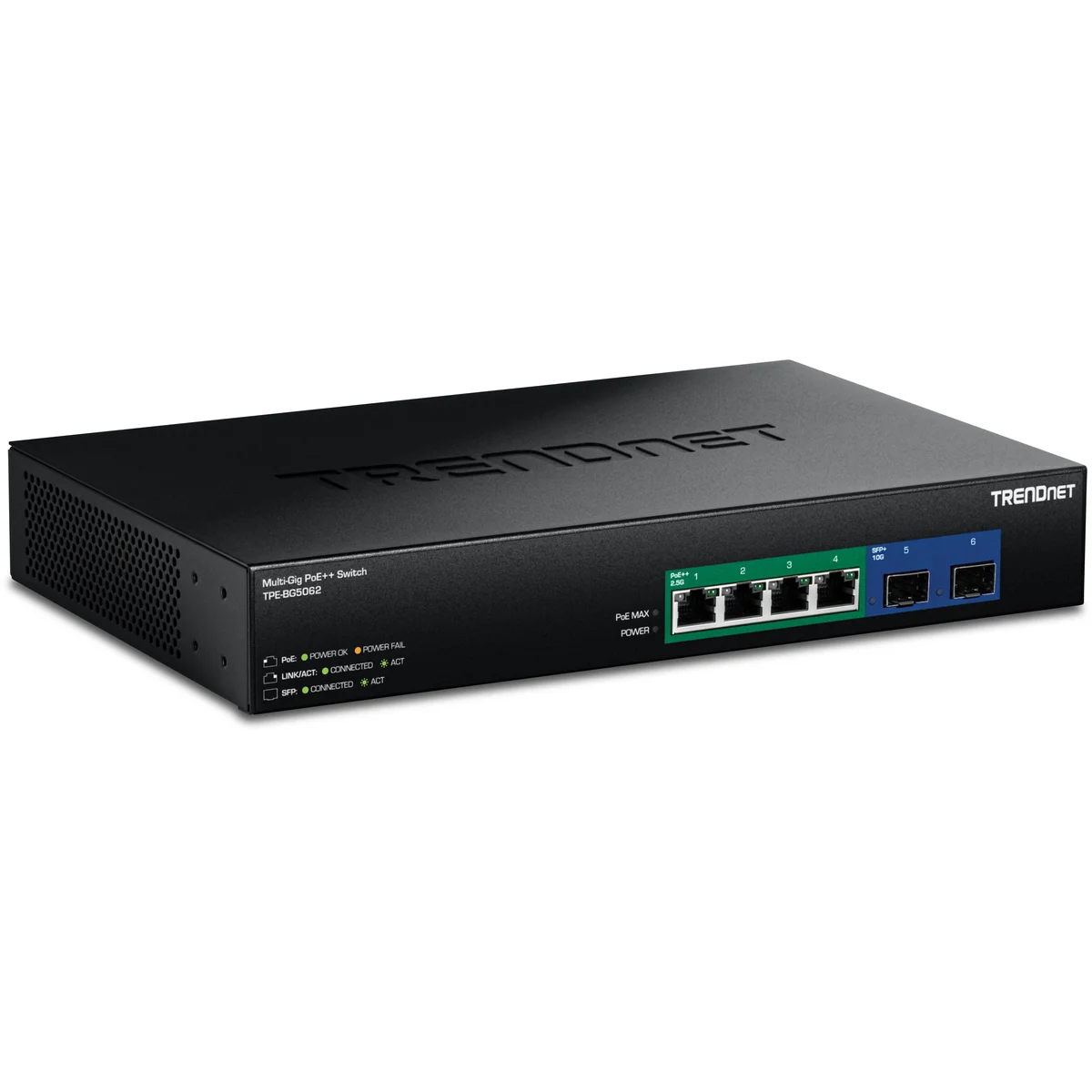 TRENDnet TPE-BG5062 6-Port 2.5G GaN Power PoE++ Switch with 10G SFP+ Port (240W)