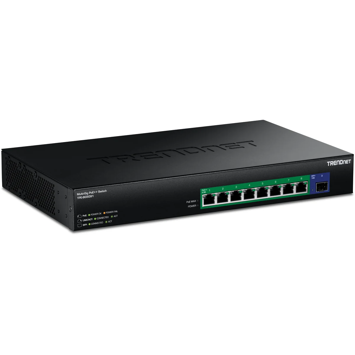 TRENDnet TPE-BG5091 9-Port 2.5G GaN Power PoE++ Switch with 10G SFP+ Ports (480W)