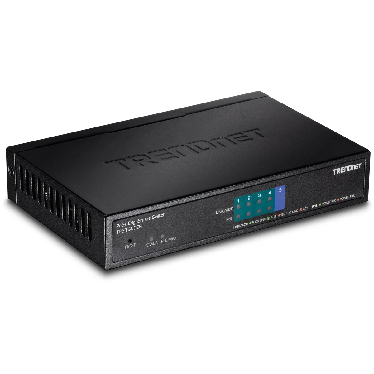 TRENDnet TPE-TG50ES 5-Port Gigabit EdgeSmart PoE+ Switch (31W)