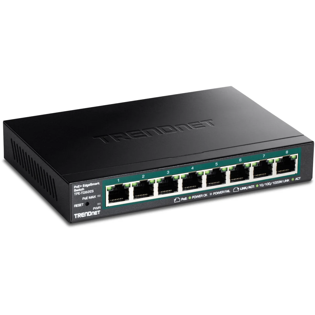 TRENDnet TPE-TG82ES 8-Port Gigabit EdgeSmart PoE+ Switch (61W)
