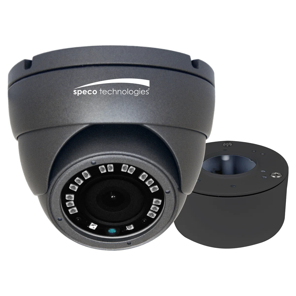 Speco Technologies VLDT4G 2MP HD-TVI Eyeball Camera, 3.6mm Lens, Included Junc Box, UL, Grey Housing