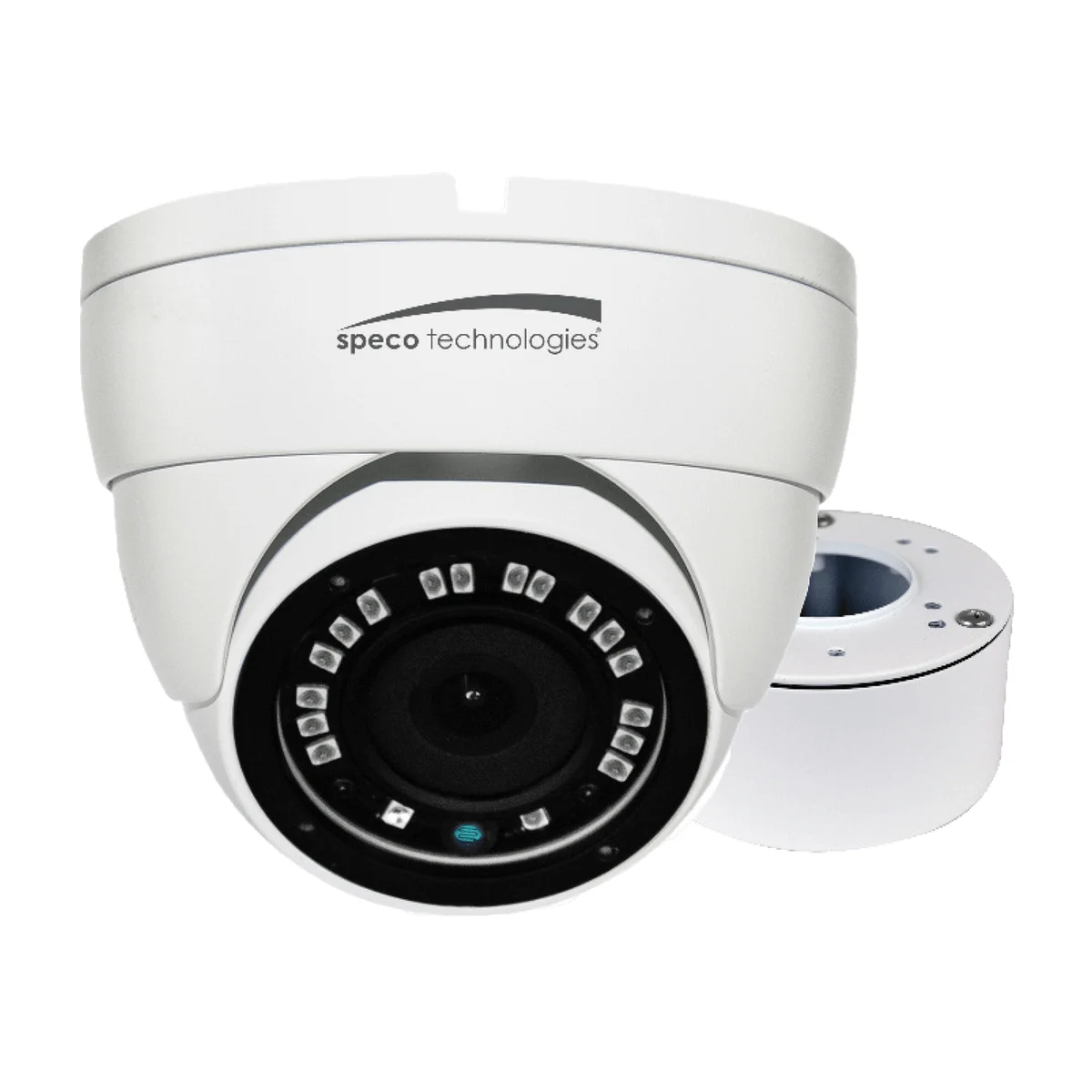 Speco Technologies VLDT4W 2MP HD-TVI Eyeball Camera, 3.6mm Lens, Included Junc Box, UL, White Housing