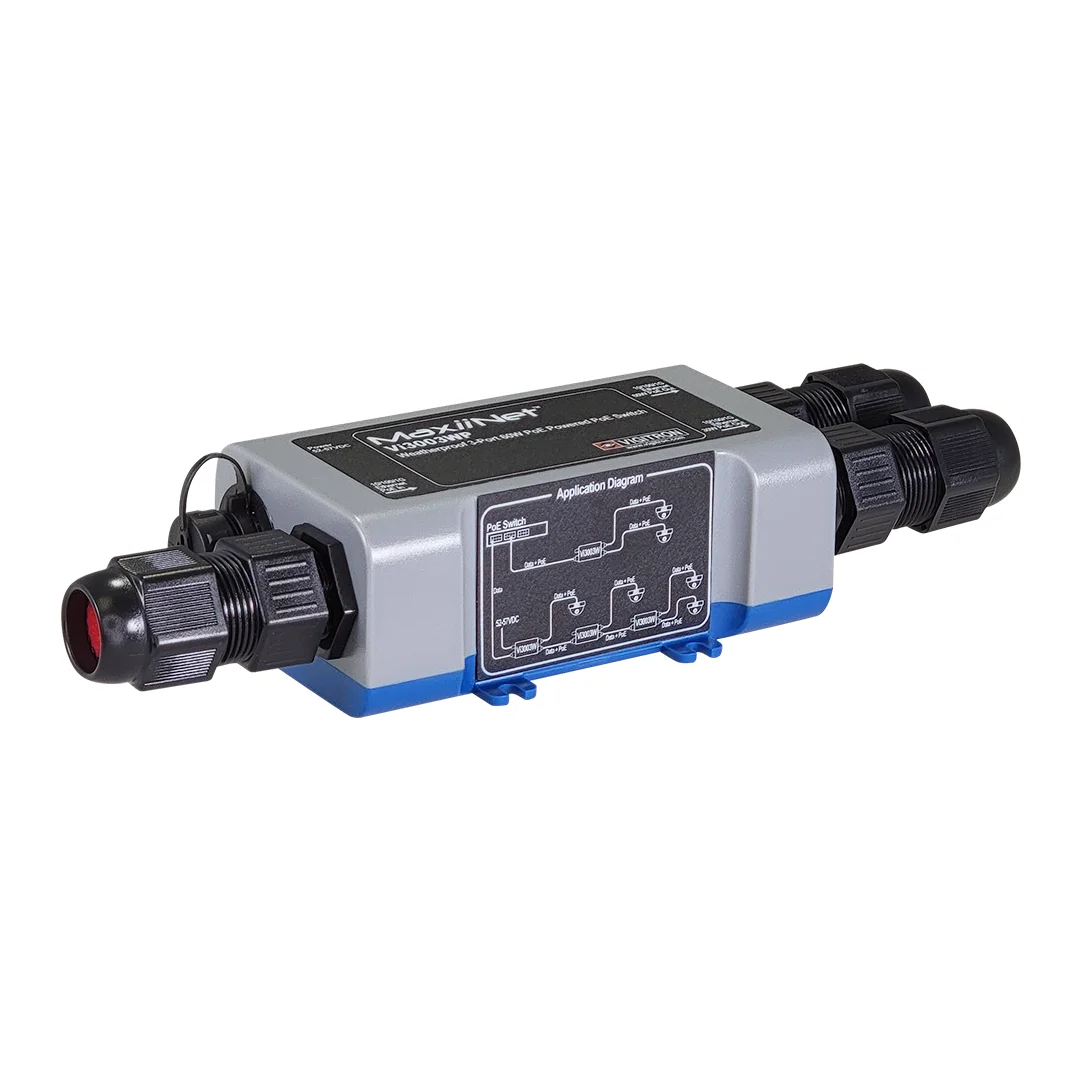 Vigitron Vi3003WP 3-Port MaxiiNet™ 1G af/at 60W PoE Switch/Repeater/Drop & Insert, IP67 Weatherproof