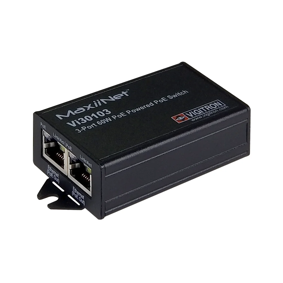 Vigitron Vi30103 3-Port MaxiiNet™ 10/100 af/at 60W PoE Switch & Repeater