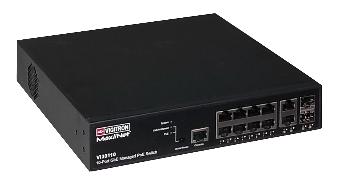 Vigitron Vi30110 10- Port MaxiiNet L2+/L3 Lite 36W PoE Switch